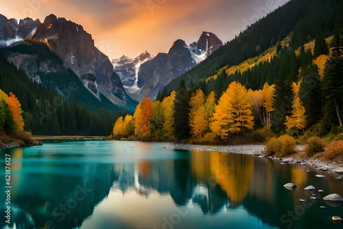 autumn in the mountains generated by AI technology