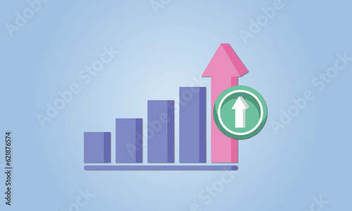Graph icon for business new idea. Excellent business graph on mobile. under creative solution concept on blue background.Vector Design Illustration.