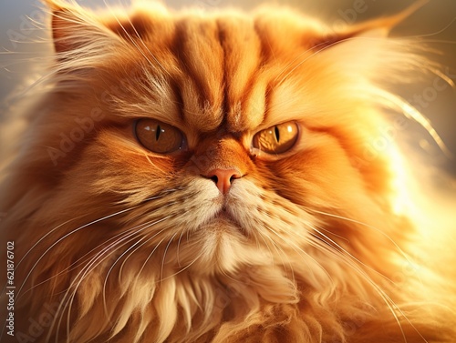 Close-up portrait of a Persian Cat with golden eyes (Generative AI)