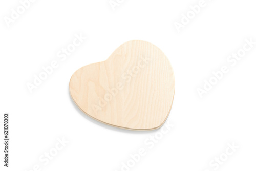 Blank heart wood plate mockup, side view
