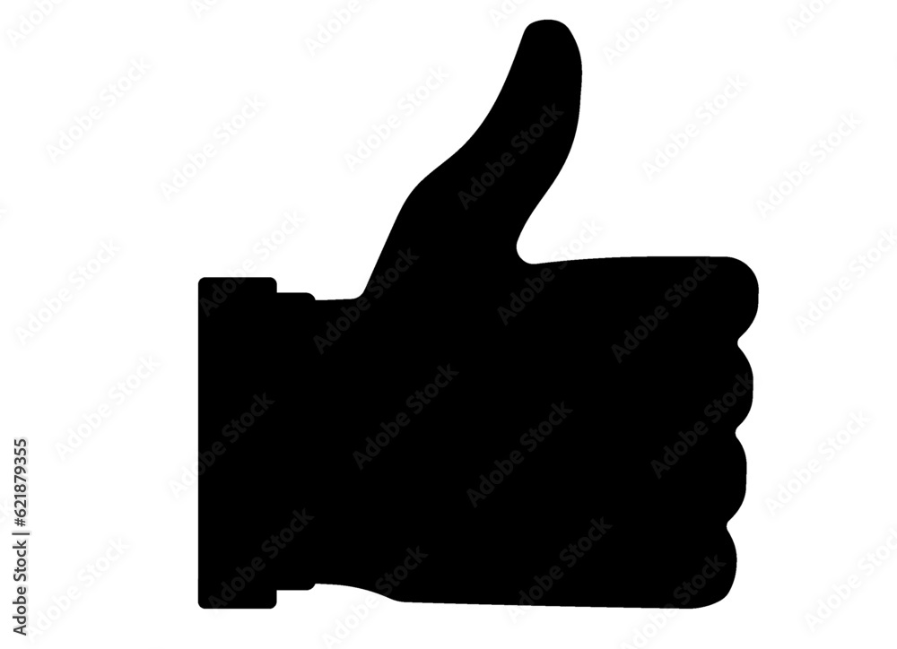 Black thumbs up. Communication symbol of approval and agreement Black thumbs up. Communication symbol of approval and agreement