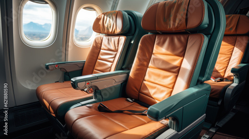Generative ai illustration of first class business luxury seats