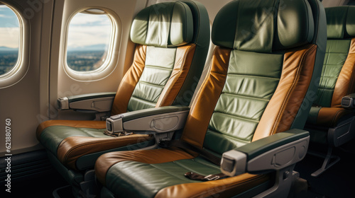 Generative ai illustration of first class business luxury seats © pbombaert