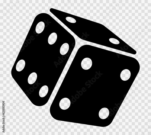 One game dice. Square gambling dice symbol