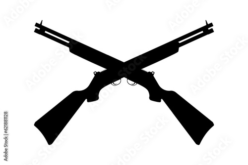 Crossed shotguns. Symbol of hunting club and arsenal