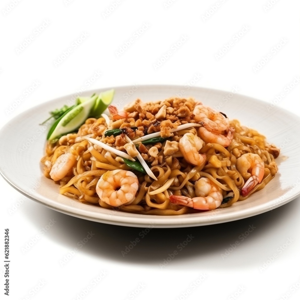Stir fried noodles with shrimp Pad Thai generative ai
