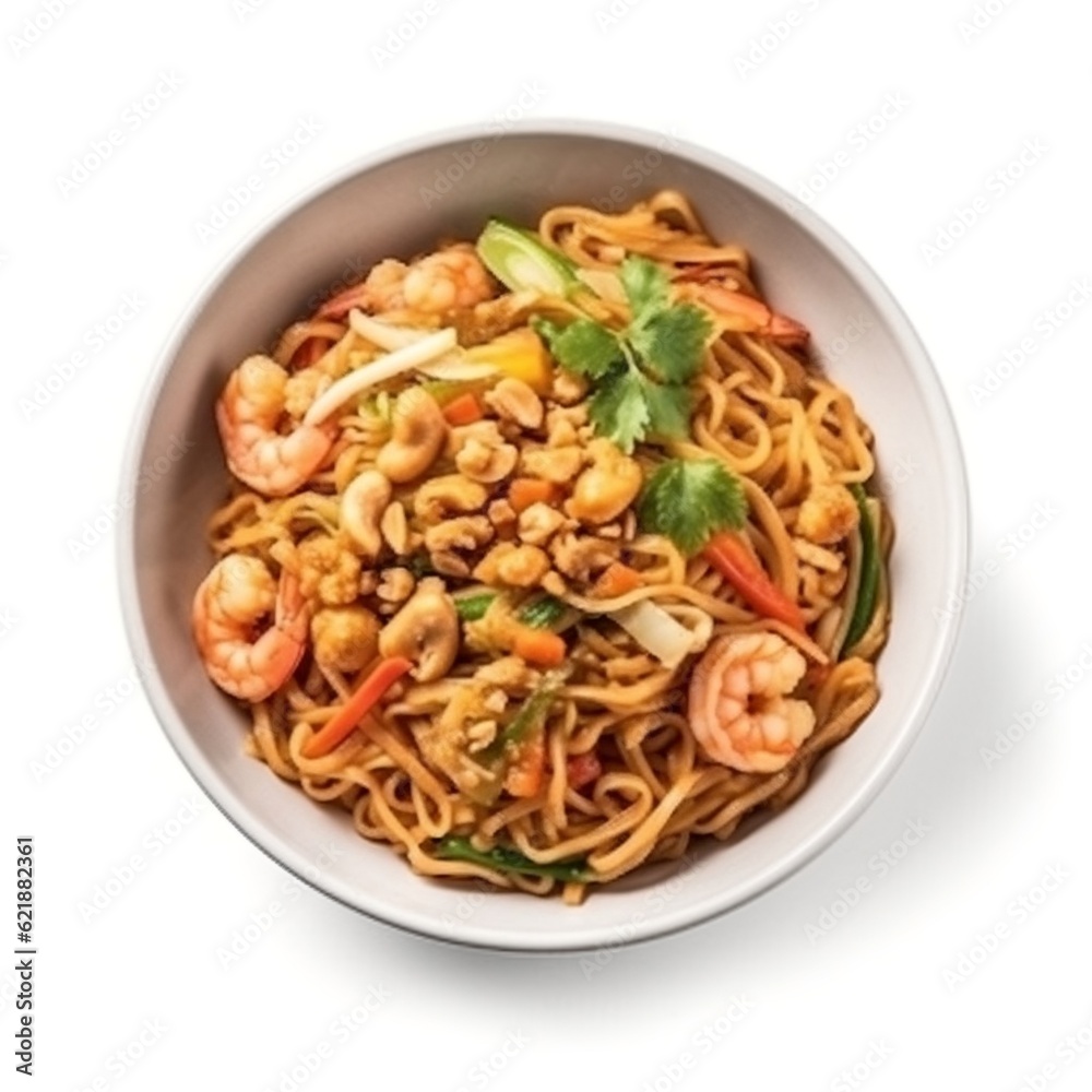 Stir fried noodles with shrimp Pad Thai generative ai Stir fried noodles with shrimp Pad Thai generative ai