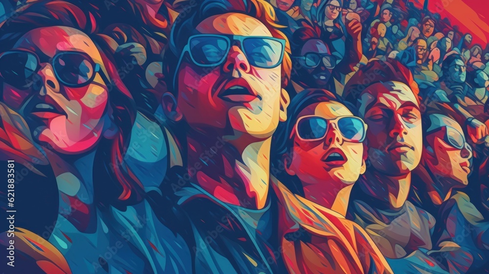 Original name(s): Young people watching a boring movie with 3D glasses in a cinema