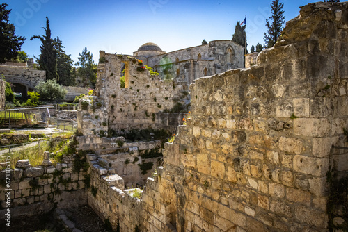 Canvastavla bethesda pools, ruins, jerusalem, israel, ancient, middle east
