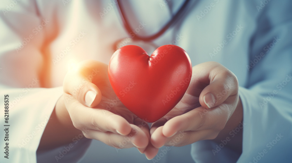 doctor holding heart, AI-Generated