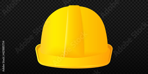 Yellow protection helmet. Safety construction industry with rigid headgear
