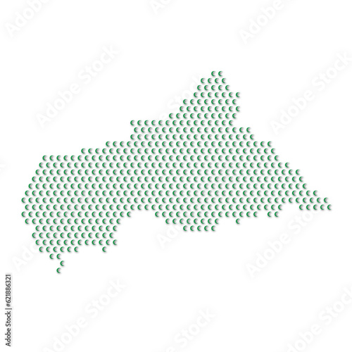 Map of the country of Central African Republic with green half moon icons texture on a white background
