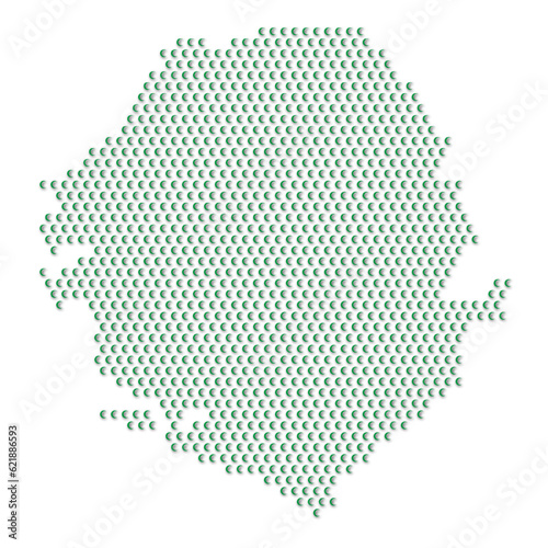 Map of the country of Sierra Leone with green half moon icons texture on a white background