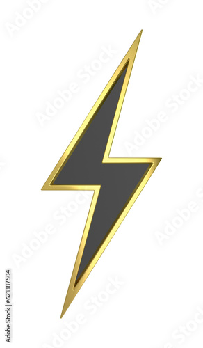 Gold lightning bolt symbol on transparent background
