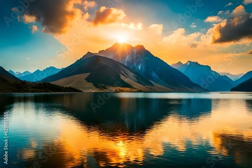 lake in the mountains  generated by AI technology © abdur
