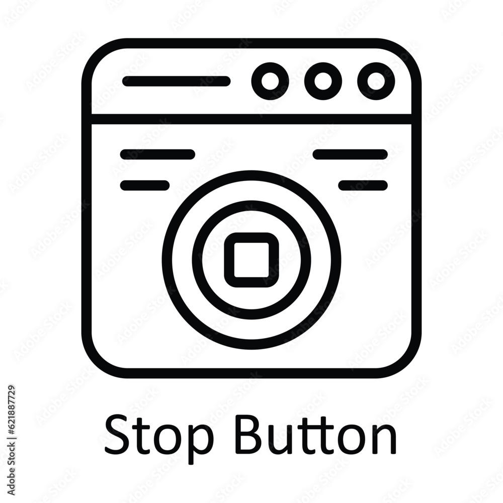 Stop Button Vector  outline Icon Design illustration. Online streaming Symbol on White background EPS 10 File
