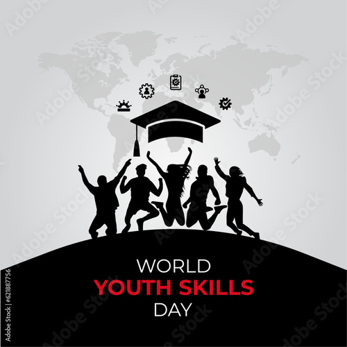 World Youth Skills Day. 15 July. Holiday concept. Template with banner, poster, card. vector illustration.