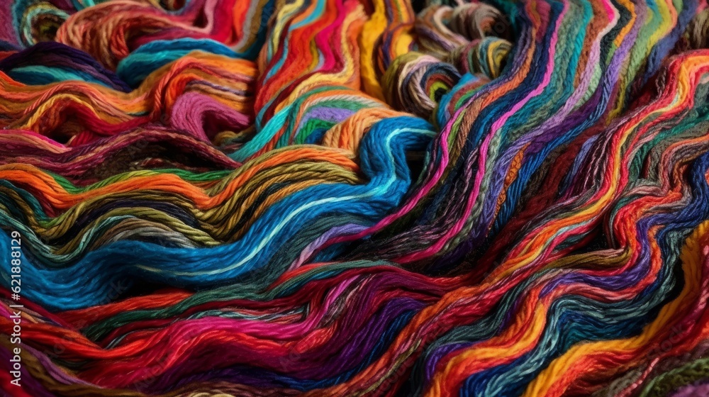 colorful Swirly Micro photography of a thread, fabric