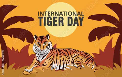 International tiger day vector illustration with tiger animals for salvation efforts and conservation
