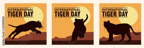 International tiger day vector illustration with tiger animals for salvation efforts and conservation