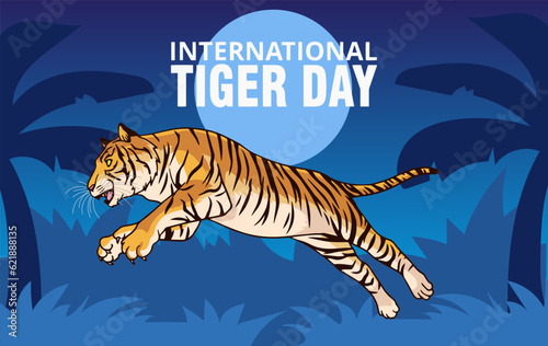 International tiger day vector illustration with tiger animals for salvation efforts and conservation