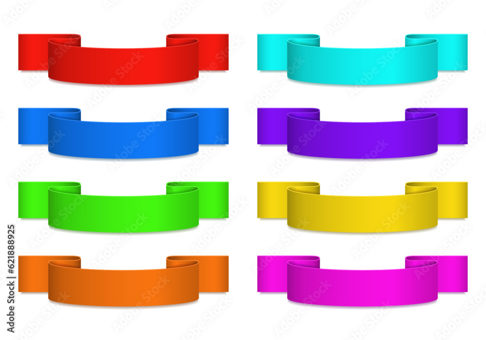 Ribbons of different colors. Banners for your design. Vector illustration.