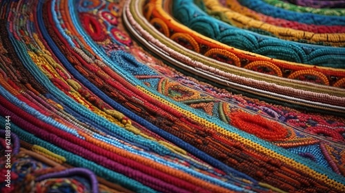colorful Swirly Micro photography of a thread, fabric