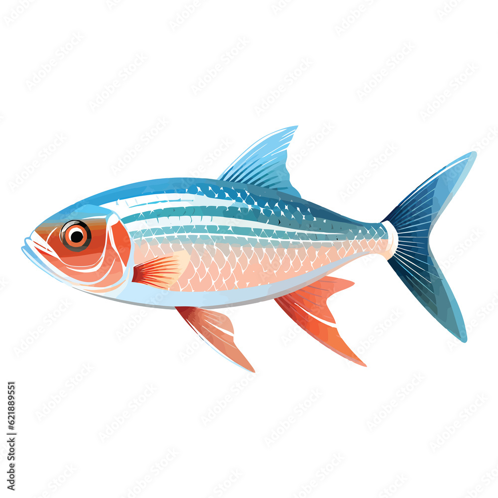 Obraz premium Luminous Aquatic Beauty: Captivating 2D Neon Tetra Illustration