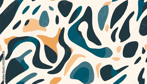 Hand drawn minimal abstract organic shapes pattern. Collage contemporary print. Fashionable template for design.