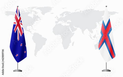 New Zealand and Faroe Islands flags for official meeting