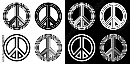 Set vector peace sign icon symbol design illustration