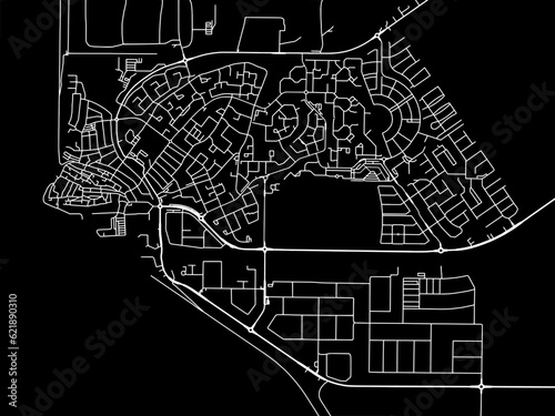 Vector road map of the city of  Urk in the Netherlands with white roads on a black background. photo