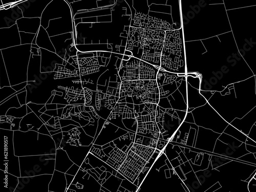 Vector road map of the city of  Oosterhout in the Netherlands with white roads on a black background. photo