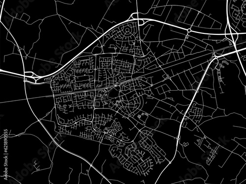 Vector road map of the city of  Wijchen in the Netherlands with white roads on a black background. photo
