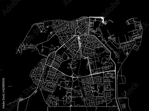Bild auf Leinwand Vector road map of the city of  Den Helder in the Netherlands with white roads on a black background