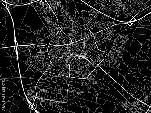 Vector road map of the city of  Hengelo in the Netherlands with white roads on a black background. photo