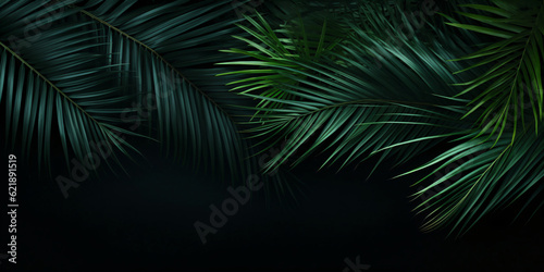 Tropische Blätter Hintergrund. Grüne Palmenblätter Hintergrund - mit AI erstellt 