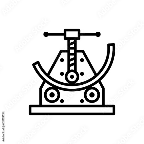 Pipe bender vector icon. Machine for bending pipes at an angle mechanically.