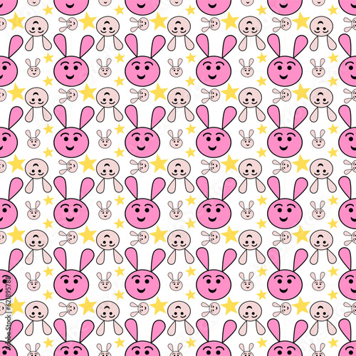 Seamless pattern with cute rabbit.