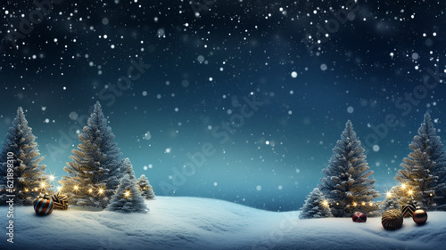Christmas tree and snow background with copyspace. Christmas background concept. © BoszyArtis
