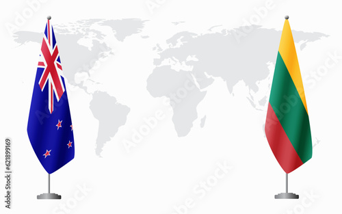 New Zealand and Lithuania flags for official meeting