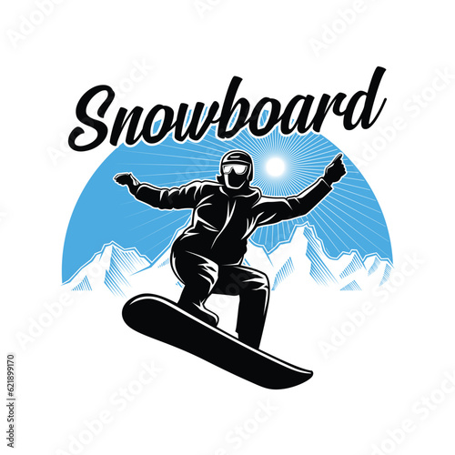 Snowboarding Logo design. Ski sports logo illustration vector