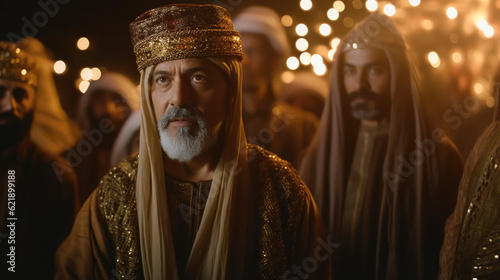 Fotografia Portrait of the wise men looking to the star of Bethlehem