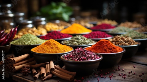Fototapeta Naklejka Na Ścianę i Meble -  spices and herbs, spices and herbs on the table, spices in a market