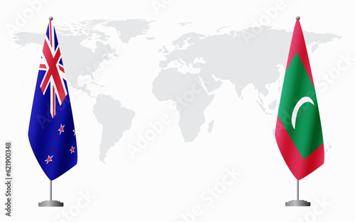 New Zealand and Maldives flags for official meeting