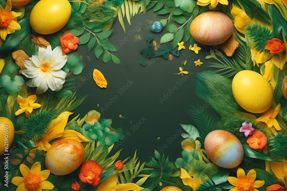 Blank space in the middle surrounded by yellow easter grey background AI Generated. Blank space in the middle surrounded by yellow easter grey background AI Generated.