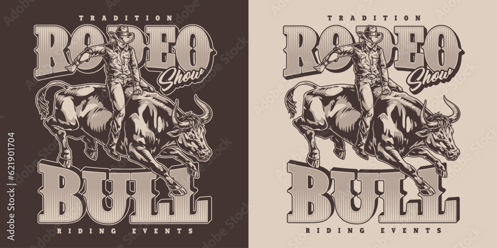 Bull rodeo monochrome vintage sticker