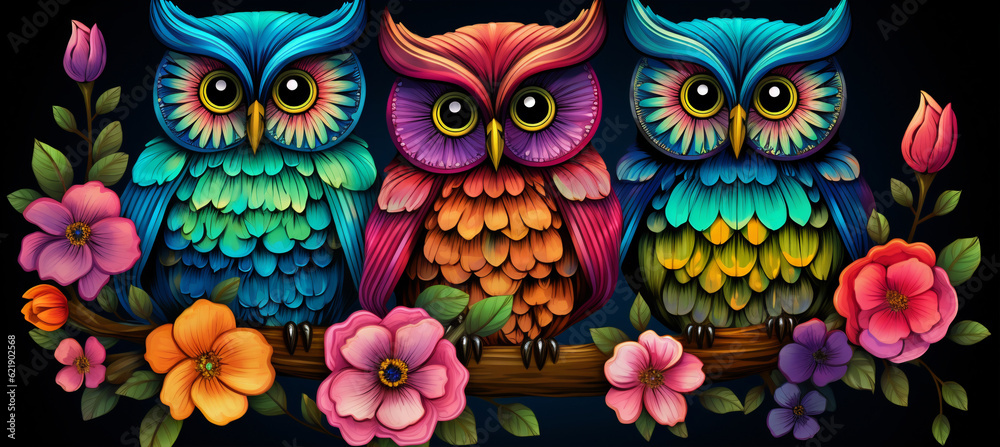 illustration of 3 owls illustration of 3 owls