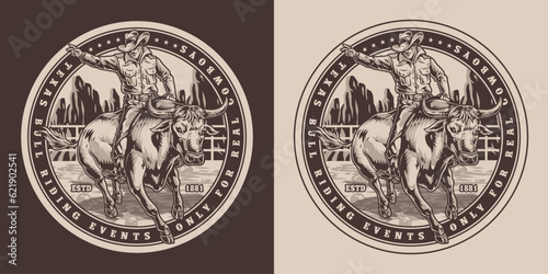 Cowboy events monochrome vintage sticker