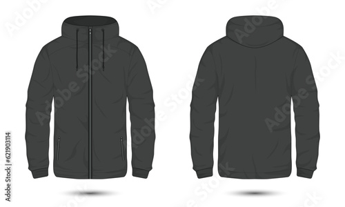 Hooded casual jacket front and back